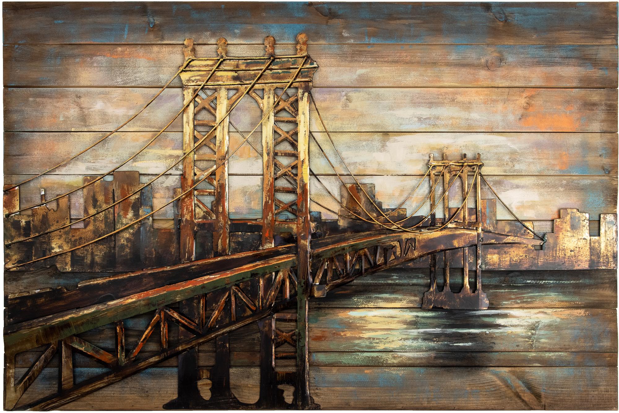 3D Metal Wall Art - Manhattan Bridge WL170 - Hand Crafted and Hand