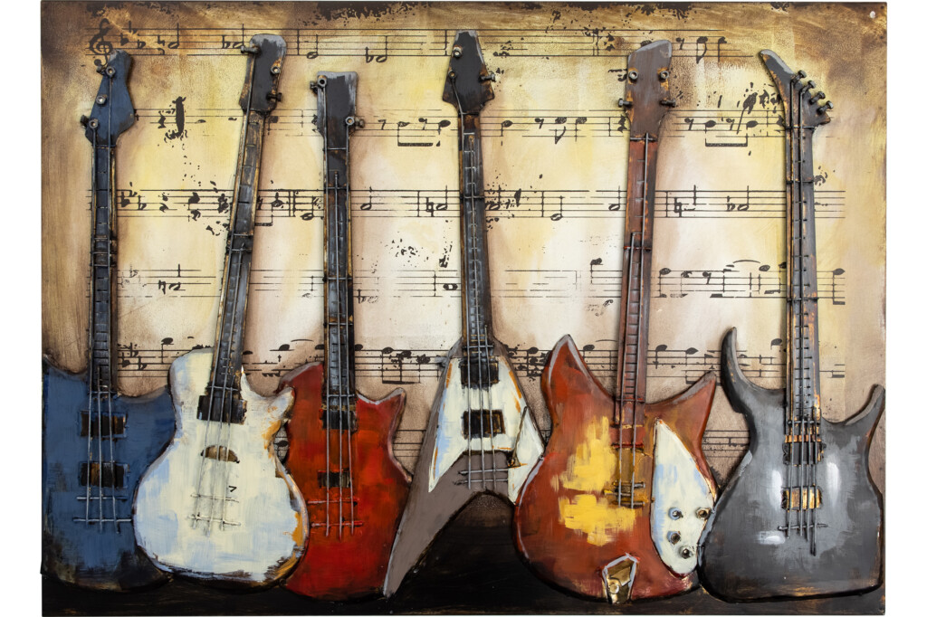 3D Metal Wall Art - Electric Guitars C0466 - Hand Crafted and Hand Painted